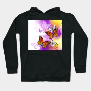 Monarch Butterflies on Purple Background Hoodie